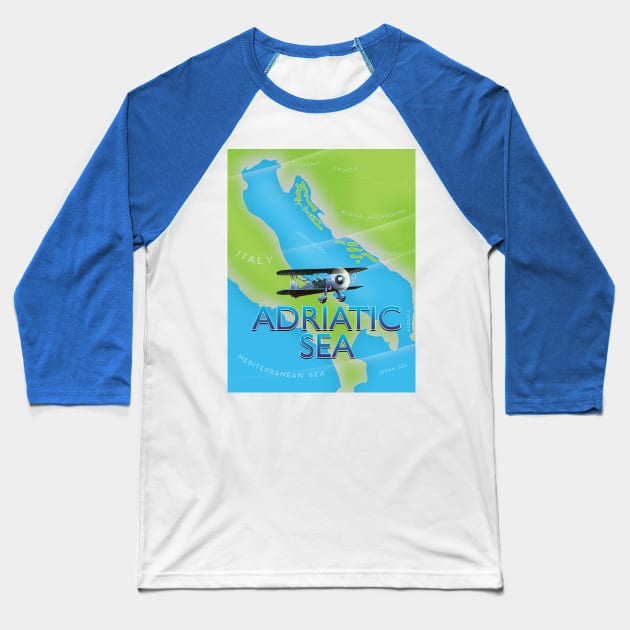 Adriatic Sea Travel map Baseball T-Shirt by nickemporium1